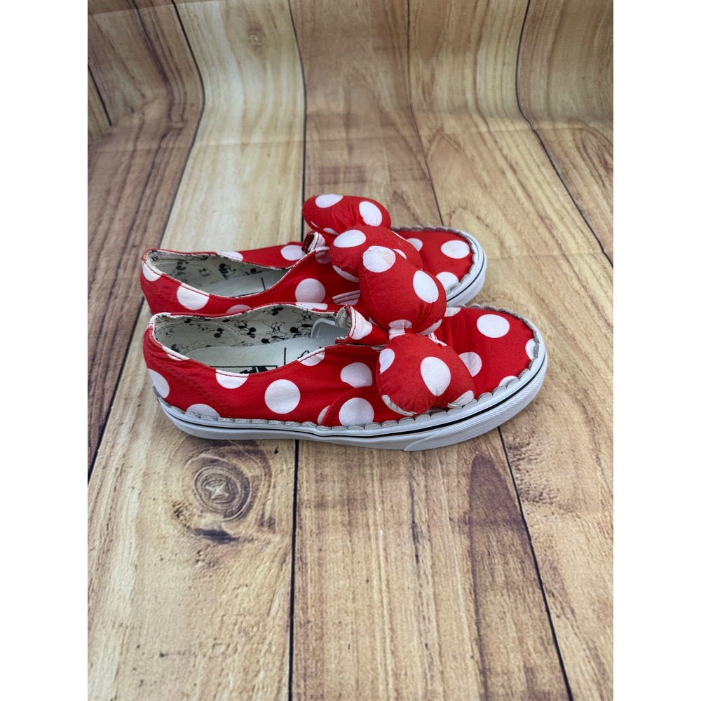 Vans x Disney Minnie Mouse Polka Dot Bow Slip On Sneakers Red White Womens 8.5